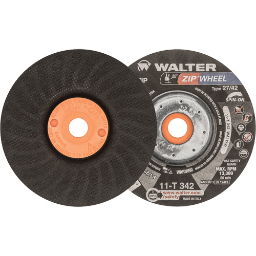 Meules &agrave; tronçonner renforc&eacute;es Zipcut vissables pour scies circulaires, 4-1/2" x 7/8", Arbre de 5/8"-11, Type 27, Oxyde d'aluminium, 13 300 Tr/min Rideout Tool & Machine Inc.