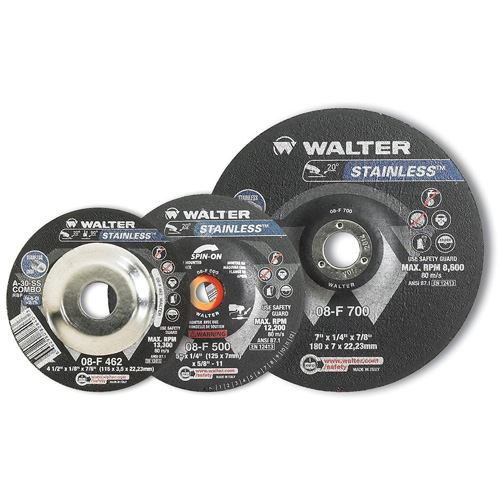 STAINLESS Grinding and Cutting Wheel, 4-1/2" x 1/4", 5/8"-11 Arbor, Type 28S, Aluminum Oxide, 13300 RPM Rideout Tool & Machine Inc.