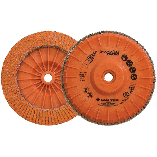 Enduro-Flex Turbo Flap Disc, 6" x 5/8"-11, Type 27S, 36/60 Grit, Ceramic Rideout Tool & Machine Inc.