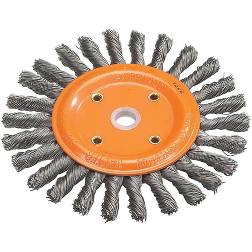 Knot-Twisted Wire Bench Wheel, 6" Dia., 0.0118" Fill, 5/8" Arbor, Steel Rideout Tool & Machine Inc.