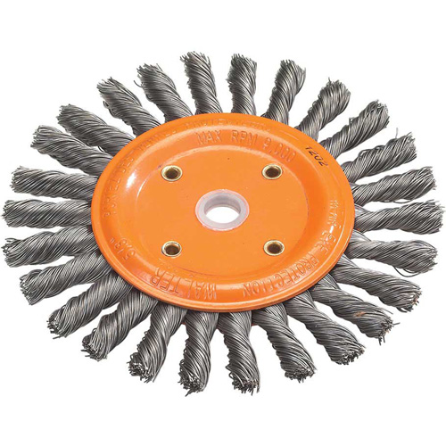 Knot-Twisted Wire Bench Wheel, 8" Dia., 0.0118" Fill, 5/8" Arbor, Steel Rideout Tool & Machine Inc.