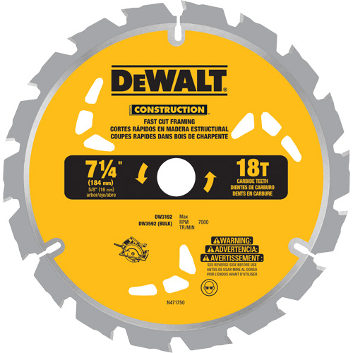 Fast Cut Framing Carbide-Tipped Saw Blade, 7-1/4", 18 Teeth, Wood Use Rideout Tool & Machine Inc.