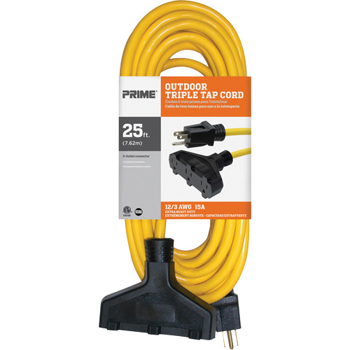 Cordon rallonge en vinyle, Ext&eacute;rieur, SJTW, AWG 12/3, 15 A, 3 prise(s), 25' Rideout Tool & Machine Inc.