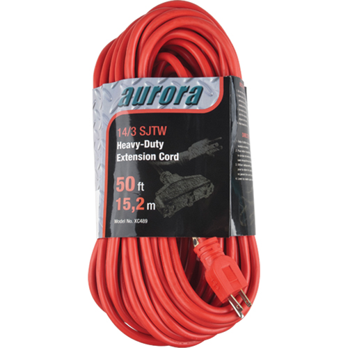 Vinyl Extension Cord, Outdoor, SJTW, 14/3 AWG, 15 A, 3 Outlet(s), 50' Rideout Tool & Machine Inc.