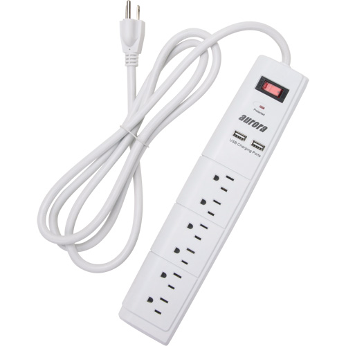 Limiteur de surtension avec chargeur USB, 6 Prises, 1200 J, 1875 W, Cordon 6' Rideout Tool & Machine Inc.
