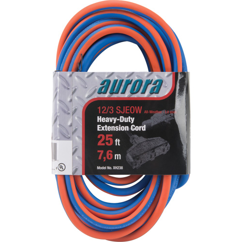 TPE-Rubber Extension Cord with Light Indicator, All-Weather, SJEOW, 12/3 AWG, 15 A, 3 Outlet(s), 25' Rideout Tool & Machine Inc.
