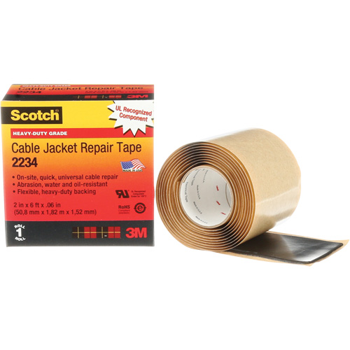 Scotch&reg; Cable Jacket Repair Tape, 51 mm (2") x 1.8 m (6'), Black, 60 mils Rideout Tool & Machine Inc.