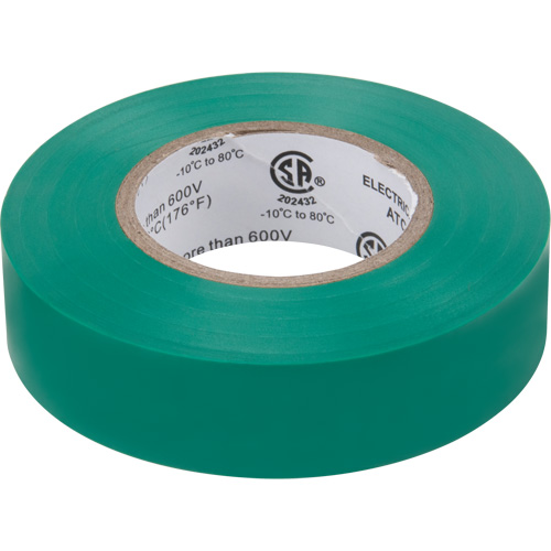 Electrical Tape, 19 mm (3/4") x 18 M (60'), Green, 7 mils Rideout Tool & Machine Inc.