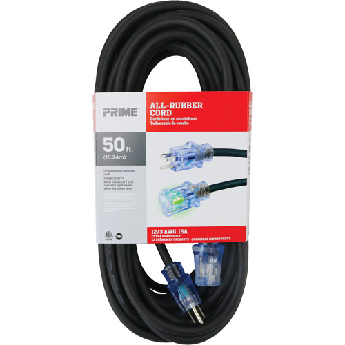 Cordon rallonge All-Rubber, Ext&eacute;rieur, SJOOW, AWG 12/3, 15 A, 50' Rideout Tool & Machine Inc.