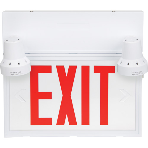 Exit Sign with Security Lights, LED, Battery Operated/Hardwired, 12-1/10" L x 11" W, English Rideout Tool & Machine Inc.