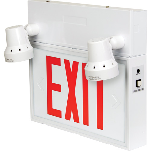 Exit Sign with Security Lights, LED, Battery Operated/Hardwired, 12-1/10" L x 11" W, English Rideout Tool & Machine Inc.