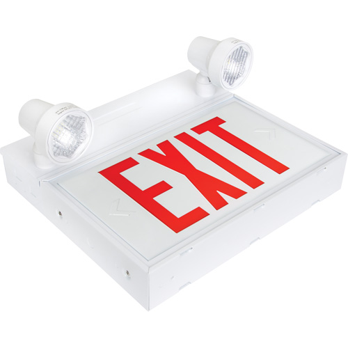 Exit Sign with Security Lights, LED, Battery Operated/Hardwired, 12-1/10" L x 11" W, English Rideout Tool & Machine Inc.