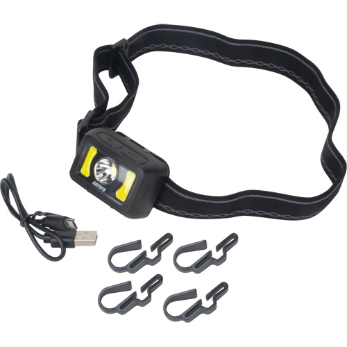 Lampe frontale, DEL, 350 lumens, 2 hres de fonctionnement, piles Rechargeable Rideout Tool & Machine Inc.