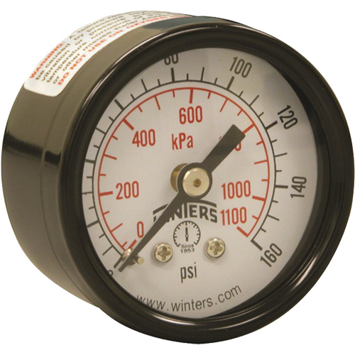 Economy Pressure Gauge, 1-1/2" , 0 - 160 psi, Back Mount, Analogue Rideout Tool & Machine Inc.
