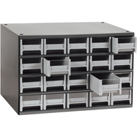 Modular Parts Cabinets, Steel, 20 Drawers, 17" x 10-9/16" x 2-1/16", Grey CA854 | Rideout Tool & Machine Inc.