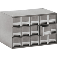Casiers modulaires pour pi&egrave;ces, Acier, 15 tiroirs, 17" x 10-9/16" x 3-1/16", Gris Rideout Tool & Machine Inc.