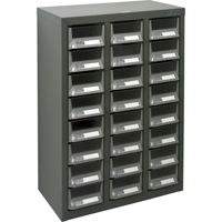 KPC-400 Parts Cabinet, Galvanized Steel, 24 Drawers, 17-3/10" x 8-7/10" x 25-3/5", Grey Rideout Tool & Machine Inc.