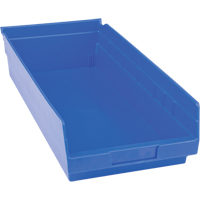Plastic Shelf Bins, 8-3/8" W x 4" H x 17-7/8" D, Blue, 20 lbs. Capacity CB402 | Rideout Tool & Machine Inc.
