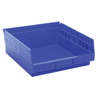 Shelf Bins, 11-1/8" W x 4" H x 11-5/8" D, Blue, 30 lbs. Capacity Rideout Tool & Machine Inc.
