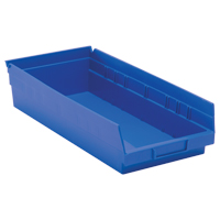 Bacs de rangement pour tablettes, 8-3/8" la x 4" H x 17-7/8" p, Bleu, Capacit&eacute; 40 lb Rideout Tool & Machine Inc.