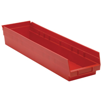 Bacs de rangement pour tablettes, 6-5/8" la x 4" H x 23-5/8" p, Rouge, Capacit&eacute; 50 lb Rideout Tool & Machine Inc.