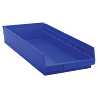 Shelf Bins, 11-1/8" W x 4" H x 23-5/8" D, Blue, 50 lbs. Capacity Rideout Tool & Machine Inc.