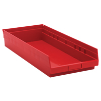Shelf Bins, 11-1/8" W x 4" H x 23-5/8" D, Red, 50 lbs. Capacity Rideout Tool & Machine Inc.