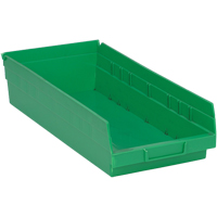 Shelf Bins, 8-1/8" W x 4" H x 17-7/8" D, Green, 40 lbs. Capacity Rideout Tool & Machine Inc.
