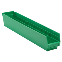 Economy Shelf Bin, 4-1/8" W x 4" H x 23-5/8" D, Green Rideout Tool & Machine Inc.