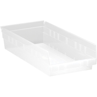 Shelf Bins, 8-3/8" W x 4" H x 17-7/8" D, Clear, 40 lbs. Capacity Rideout Tool & Machine Inc.