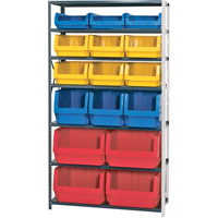 Shelving Unit with Stacking Bins, Steel, Magnum Bin, 650 lbs. Capacity, 42" W x 76" H Rideout Tool & Machine Inc.