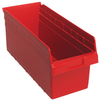 Store-Max Shelf Bins, 8-3/8" W x 8" H x 17-7/8" D, Red, 56 lbs. Capacity Rideout Tool & Machine Inc.