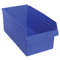 Store-Max Shelf Bins, 11-1/8" W x 8" H x 17-7/8" D, Blue, 56 lbs. Capacity Rideout Tool & Machine Inc.