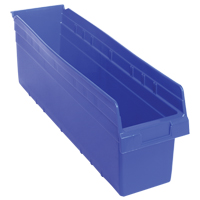 Store-Max Shelf Bins, 6-5/8" W x 8" H x 23-5/8" D, Blue, 68 lbs. Capacity Rideout Tool & Machine Inc.