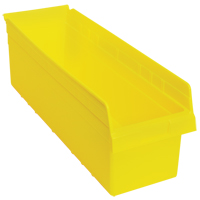Store-Max Shelf Bins, 8-3/8" W x 8" H x 23-5/8" D, Yellow, 68 lbs. Capacity Rideout Tool & Machine Inc.