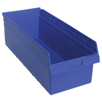 Store-Max Shelf Bins, 11-1/8" W x 8" H x 23-5/8" D, Blue, 68 lbs. Capacity Rideout Tool & Machine Inc.