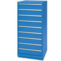 Armoires de rangement avec tiroirs, 9 tiroirs, 28-1/4" la x 28-1/2" p x 59-1/2" h, Bleu brillant Rideout Tool & Machine Inc.