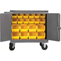 Mobile Bench Cabinet with Bins, Steel Surface FI856 | Rideout Tool & Machine Inc.