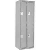 Clean Line Lockers, 2 -tier, Bank of 2, 24" x 18" x 72", Steel, Grey, Rivet (Assembled) Rideout Tool & Machine Inc.