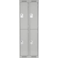 Clean Line Lockers, 2 -tier, Bank of 2, 24" x 18" x 72", Steel, Grey, Rivet (Assembled) Rideout Tool & Machine Inc.