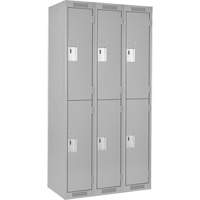 Clean Line Lockers, 2 -tier, Bank of 3, 36" x 18" x 72", Steel, Grey, Rivet (Assembled) Rideout Tool & Machine Inc.