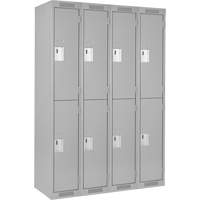Clean Line Lockers, 2 -tier, Bank of 4, 48" x 18" x 72", Steel, Grey, Rivet (Assembled) Rideout Tool & Machine Inc.