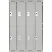 Clean Line Lockers, 2 -tier, Bank of 4, 48" x 18" x 72", Steel, Grey, Rivet (Assembled) Rideout Tool & Machine Inc.