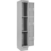 Clean Line Lockers, 3 -tier, Bank of 4, 48" x 18" x 76", Steel, Grey, Rivet (Assembled) Rideout Tool & Machine Inc.