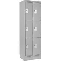 Clean Line Lockers, 3 -tier, Bank of 2, 24" x 18" x 76", Steel, Grey, Rivet (Assembled) Rideout Tool & Machine Inc.