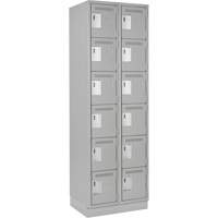 Clean Line Lockerette, 6 -tier, Bank of 2, 24" x 18" x 76", Steel, Grey, Rivet (Assembled) Rideout Tool & Machine Inc.