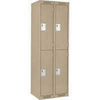 Clean Line Lockers, 2 -tier, Bank of 2, 24" x 18" x 72", Steel, Beige, Rivet (Assembled) Rideout Tool & Machine Inc.