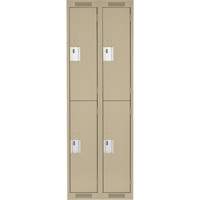 Clean Line Lockers, 2 -tier, Bank of 2, 24" x 18" x 72", Steel, Beige, Rivet (Assembled) Rideout Tool & Machine Inc.