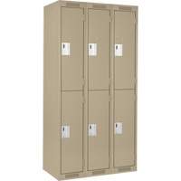 Clean Line Lockers, 2 -tier, Bank of 3, 36" x 18" x 72", Steel, Beige, Rivet (Assembled) Rideout Tool & Machine Inc.