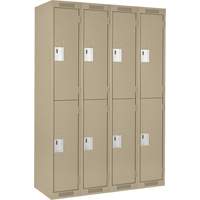 Clean Line Lockers, 2 -tier, Bank of 4, 48" x 18" x 72", Steel, Beige, Rivet (Assembled) Rideout Tool & Machine Inc.